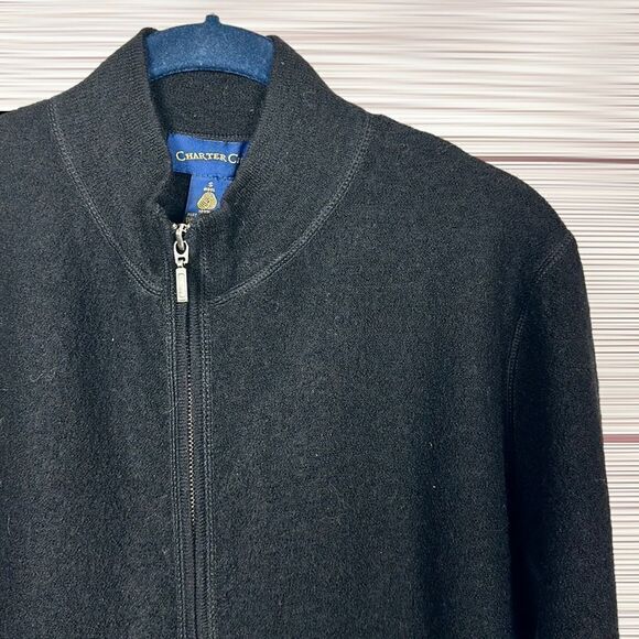 NWT Vtg Charter Club Boiled Wool Full Zip Black Cardigan Lightweight Jacket S - Picture 4 of 12